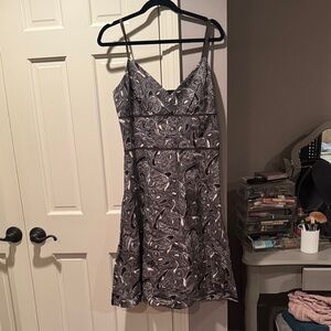 LOFT Brown and White Paisley Mini Dress